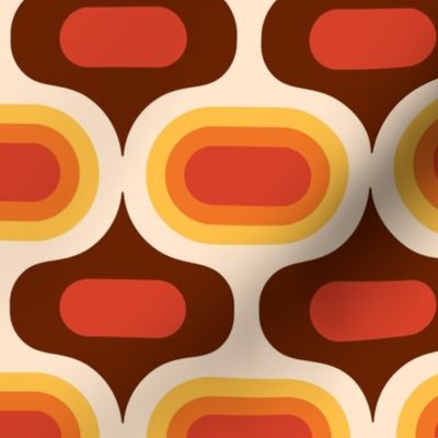 Atomic ogee ovals orange brown mid-century modern