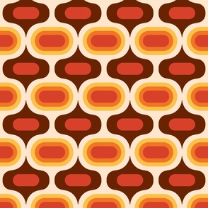 Atomic ogee ovals orange brown mid-century modern Wallpaper