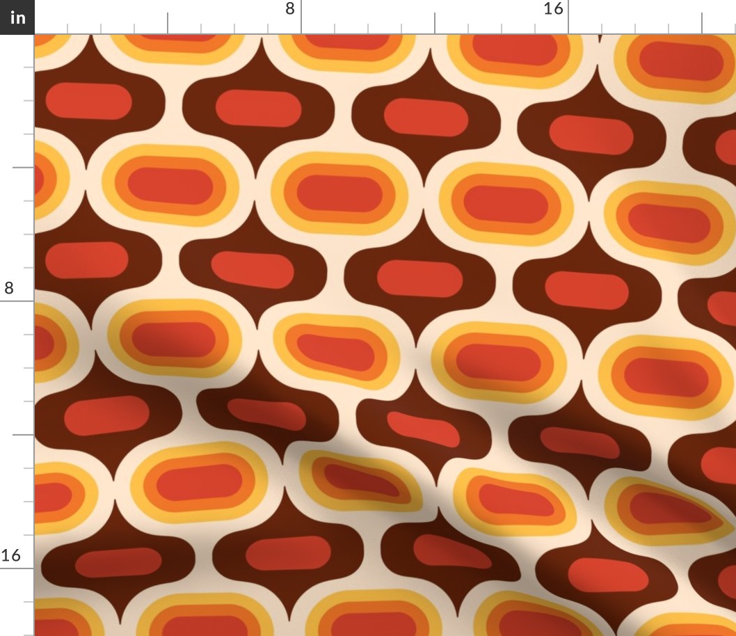 Atomic ogee ovals orange brown mid-century modern