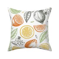 Lemon fruits and flowers pattern