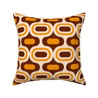 Mid-century modern retro ogee ovals atomic brown orange cream