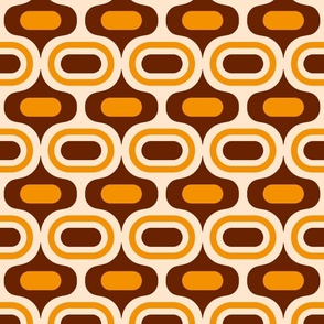 Mid-century modern retro ogee ovals atomic brown orange cream