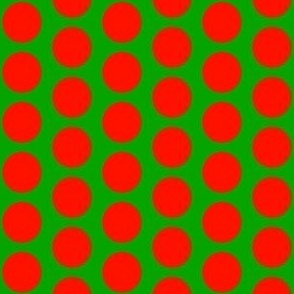 Christmas Dots: red on green