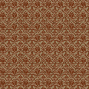 streampunk damask rabbit chocolate/taupe