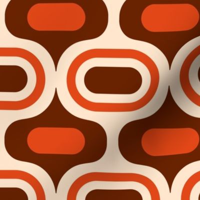 Ogee retro ovals atomic terracotta orange brown Wallpaper