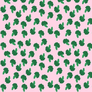 Cute Broccoli Pattern on Pink Background