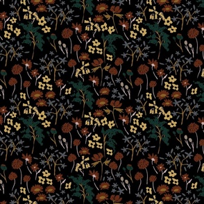 Wildflower Pattern, Moody Dark colors
