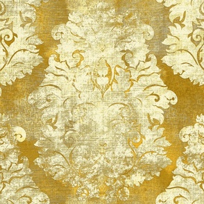 Antique Damask Vintage Gold Yellow Ivory linen texture