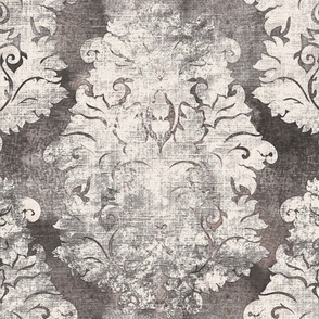 Antique Damask Grey Taupe Mauve Ivory linen texture