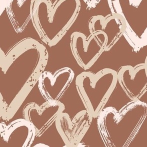 Hand drawn brown and white  hearts
