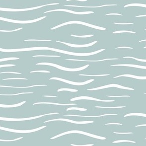 Waves Go By (M) - White ripples on pale blue-green 