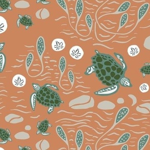 Terracotta Sea Turtles "Twilight Turtles" design