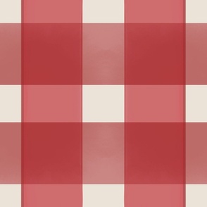 Gingham Plaid in Toile Red on cream Giant repeat