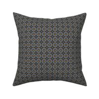Small scale Mandala in toffee caramel, navy blue, steel grey and golden yellow mustard for wallpaper, bed linen, duvet covers and home decor
