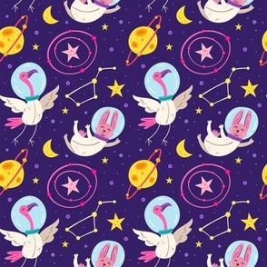 Flamingos and Bunnies in Space