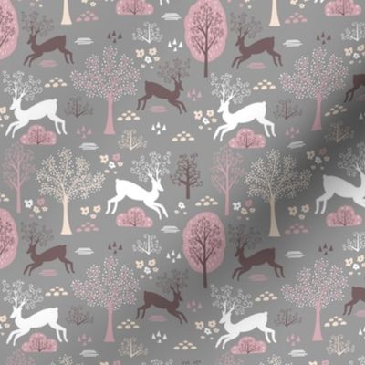 Pink and Gray Woodland Deer