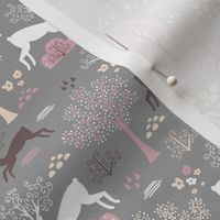 Pink and Gray Woodland Deer