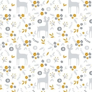 Spring Deer and Floral Seamless Pattern