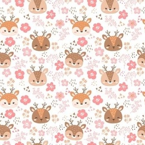 Woodland Deer with Pink Flowers