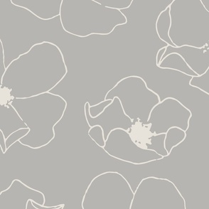 Scattered Floral Soft Grey Medium Scale