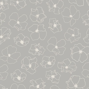 Scattered Floral Soft Grey Small Scale