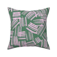 Inky Scratches - Large - Light Pink on Green