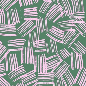 Inky Scratches - Large - Light Pink on Green