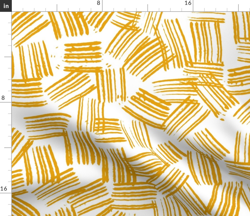 Inky Scratches - Large - Yellow on White