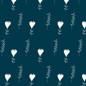 Small White Flowers on Dark Blue