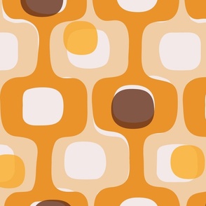 Groovy 70s - Kitchen L vintage geometric orange wallpaper