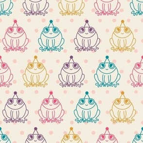 Party frogs seamless pattern 