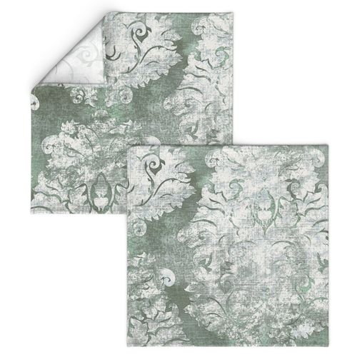 Antique Damask Mint Green Ivory