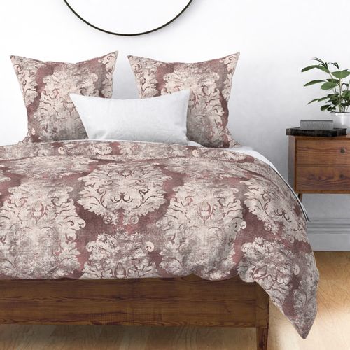 Antique Damask Dusty pink Ivory