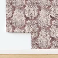 Antique Damask Dusty pink Ivory