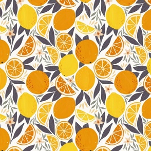 Citrus Fruits in Yellow And Gray - Medium