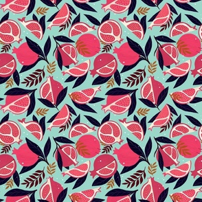 Pomegranate in Pink and Teal - Medium