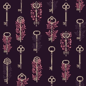 Secret Garden Vintage Keys - Pink & Purple Large