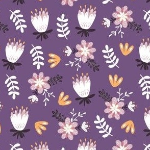 Seamless Violet Purple and Lavender Flowers