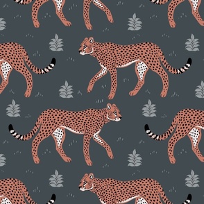 Winter Cheetah Pattern - Dark Teal Large