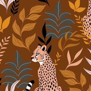 Large Scale Boho Autumn Wild Cheetah Collection - Earth Tones