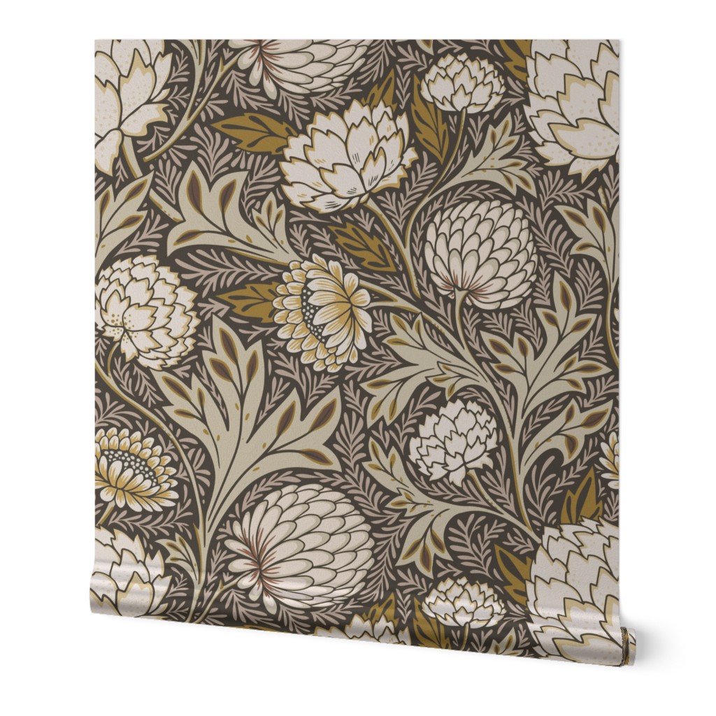 Countryside Floral Damask Vintage Green