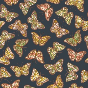 Butterflies - Navy & Green