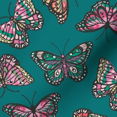 Butterflies - Teal & Pink