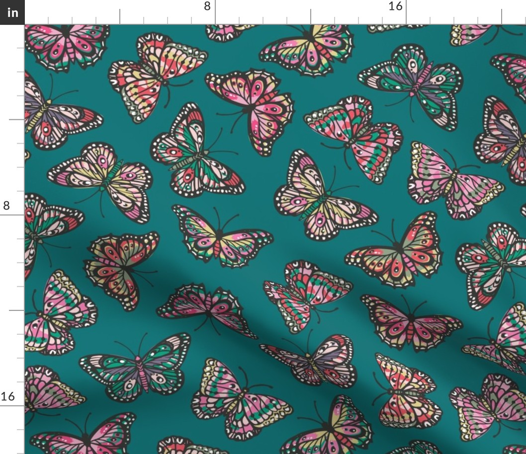 Butterflies - Teal & Pink