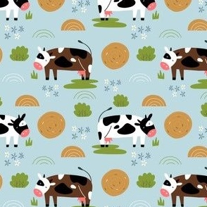 Cows and Hay Bales Farm Pattern