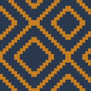 diagonal check lines-desert sun/navy