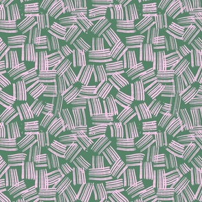 Inky Scratches - Medium - Light Pink on Green