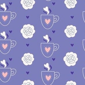 Purple Roses, Hearts, and Tea