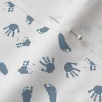 Happy Little Hands & Feet - Small Blue on White