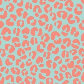 Jaguar Print in Coral and mint